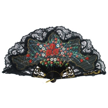 Abanico de Madera con puntilla