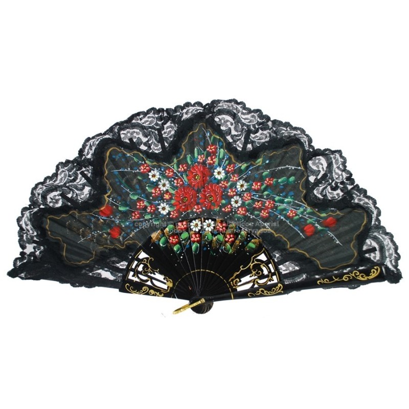 Abanico de Madera con puntilla