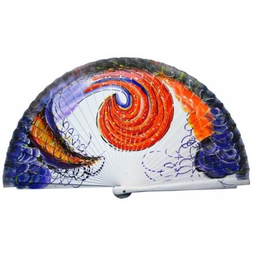 Abanico de madera pintado 23CM
