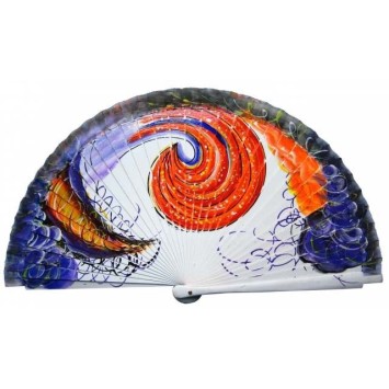 Abanico de madera pintado 23CM