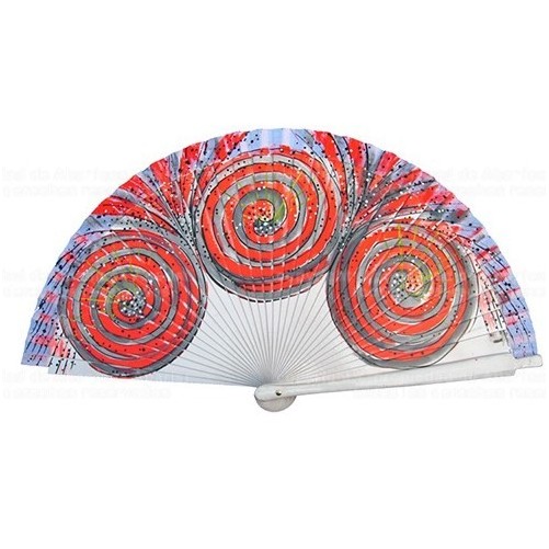 Abanico de madera pintado 23CM