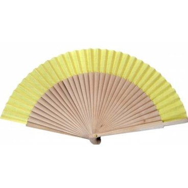 Abanico madera natural tela 23cm