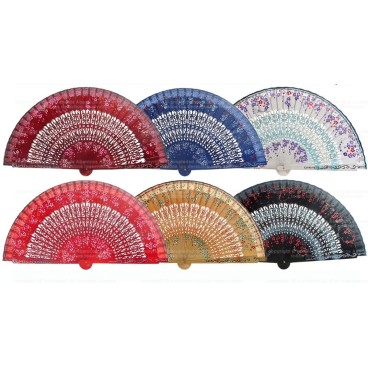 Abanico de madera pintado 23CM
