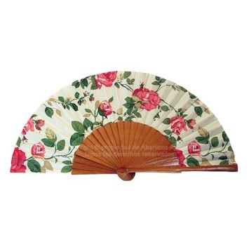 Abanico madera beige tela