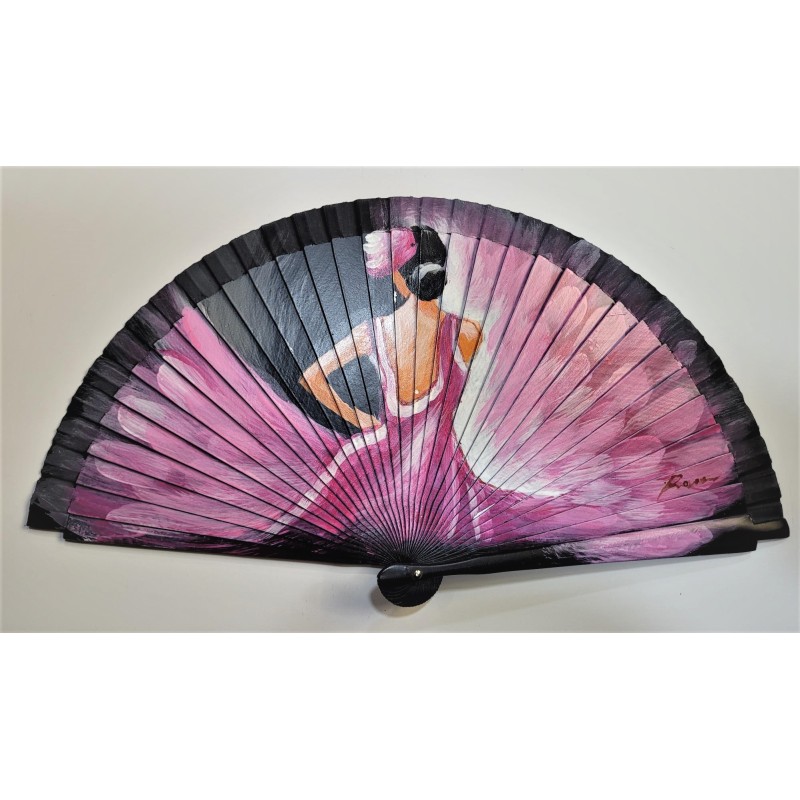 Abanico de madera pintado 21CM Abanico de madera pintado 21CM