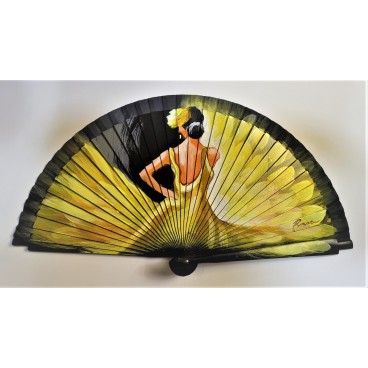 Abanico de madera pintado 21CM