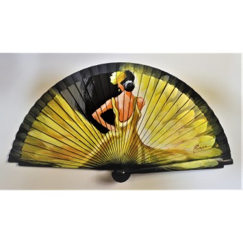 Abanico de madera pintado 21CM