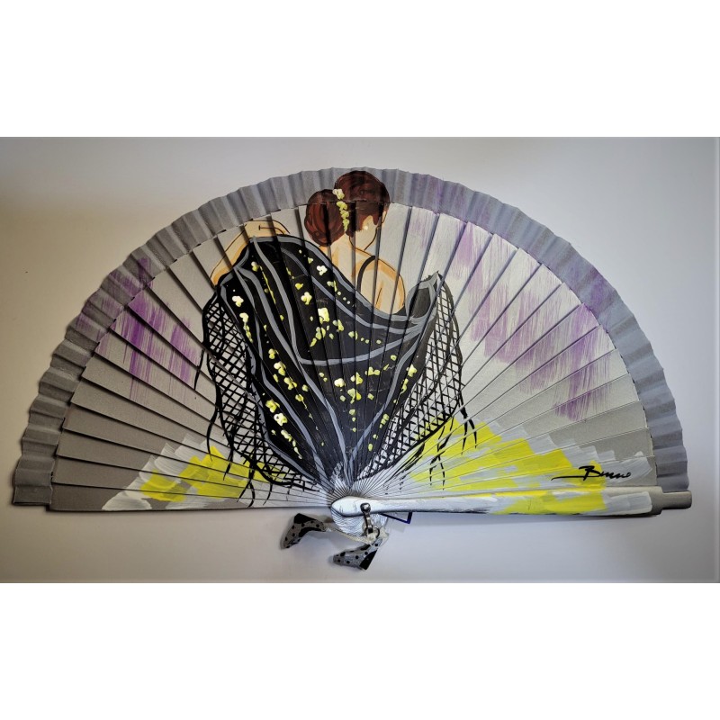 Abanico de madera pintado 21CM Abanico de madera pintado 21CM