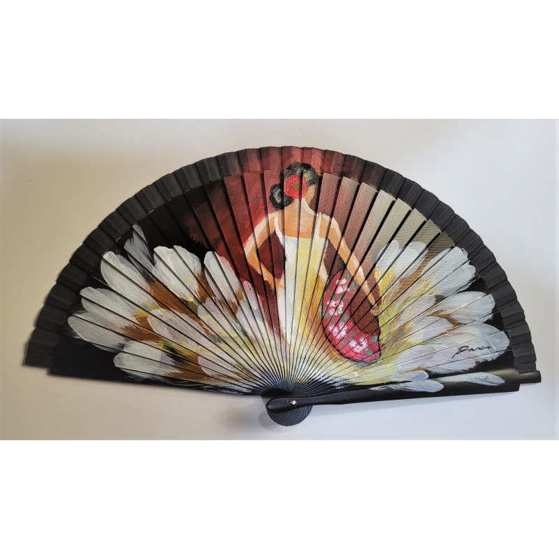 Abanico de madera pintado 21CM Abanico de madera pintado 21CM