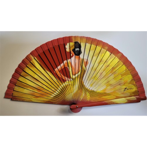 Abanico de madera pintado 21CM