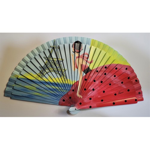 Abanico de madera pintado 21CM