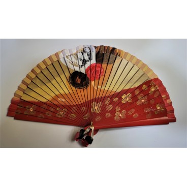 Abanico de madera pintado 21CM