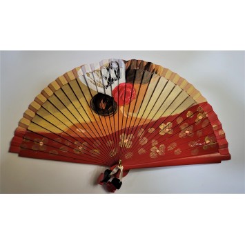 Abanico de madera pintado 21CM