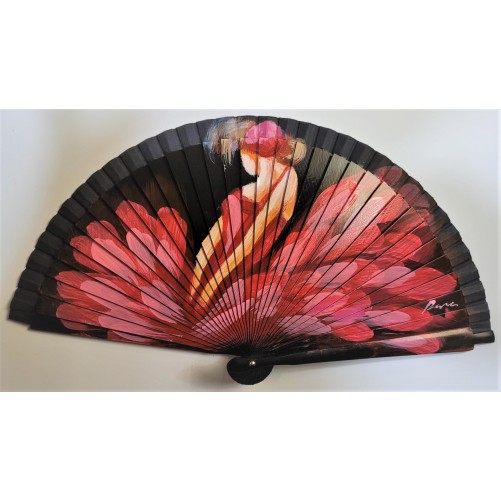 Abanico de madera pintado 21CM