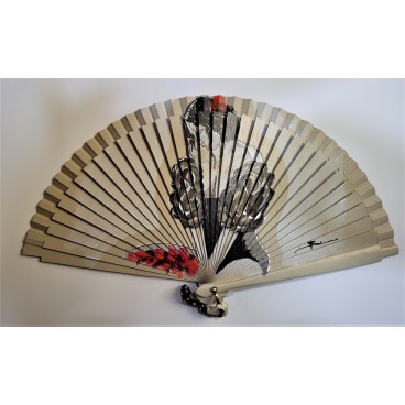 Abanico de madera pintado 21CM