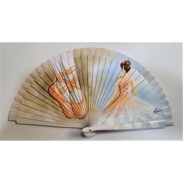 Abanico de madera pintado 21CM