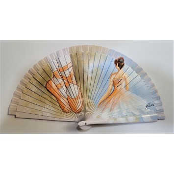Abanico de madera pintado 21CM