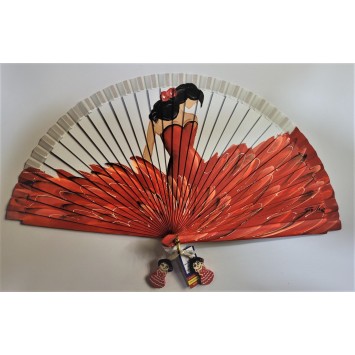 Abanico de madera pintado 21CM