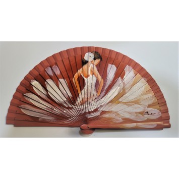 Abanico de madera pintado 21CM