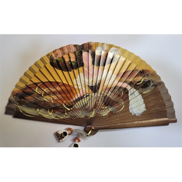 Abanico de madera pintado 21CM