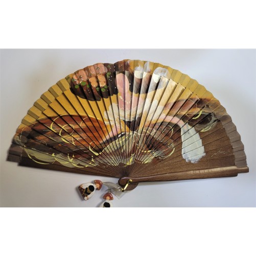 Abanico de madera pintado 21CM