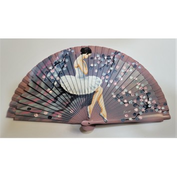 Abanico de madera pintado 21CM