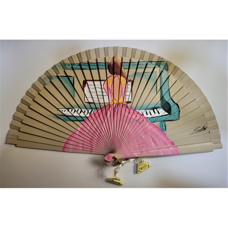 Abanico de madera pintado 21CM Abanico de madera pintado 21CM