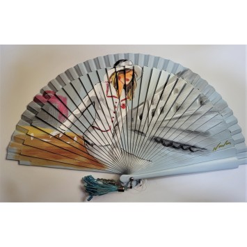 Abanico de madera pintado 21CM