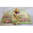 Abanico de madera pintado 21CM
