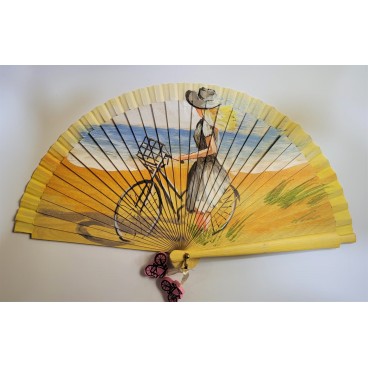 Abanico de madera pintado 21CM