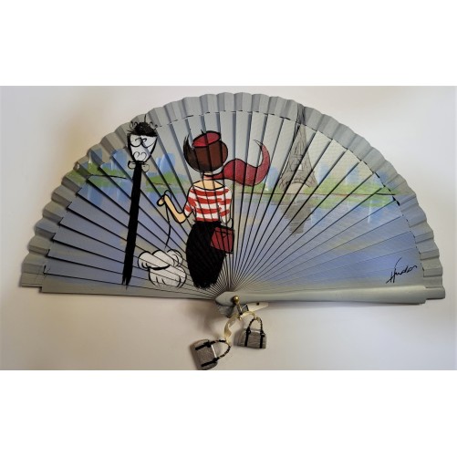 Abanico de madera pintado 21CM