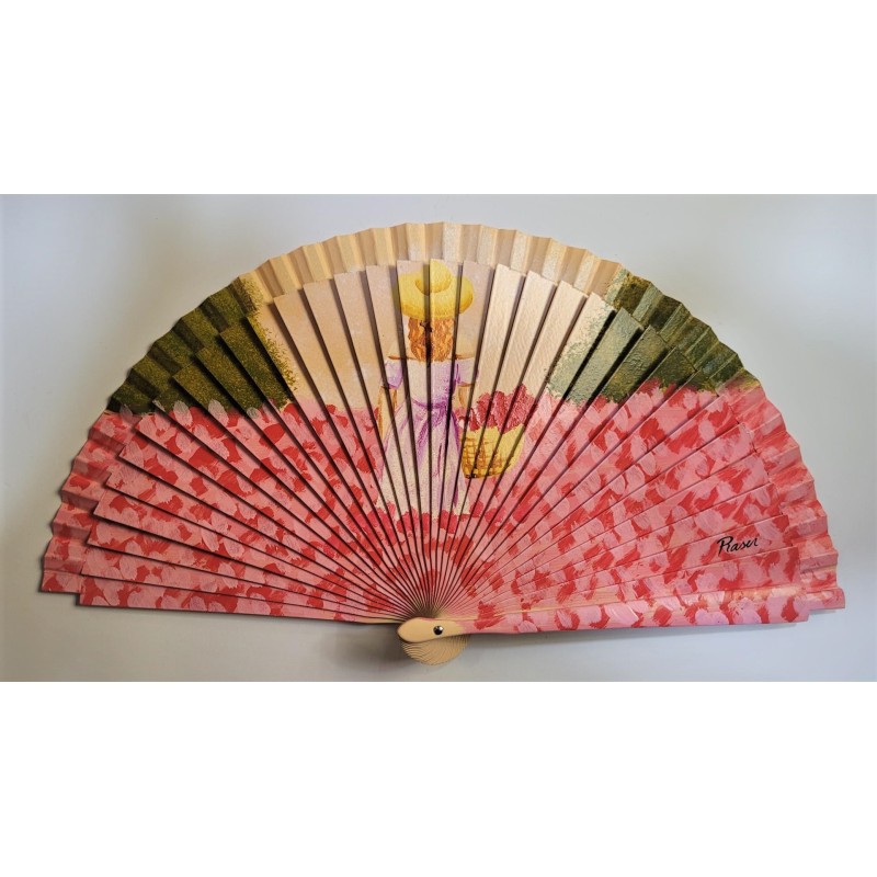 Abanico de madera pintado 21CM Abanico de madera pintado 21CM
