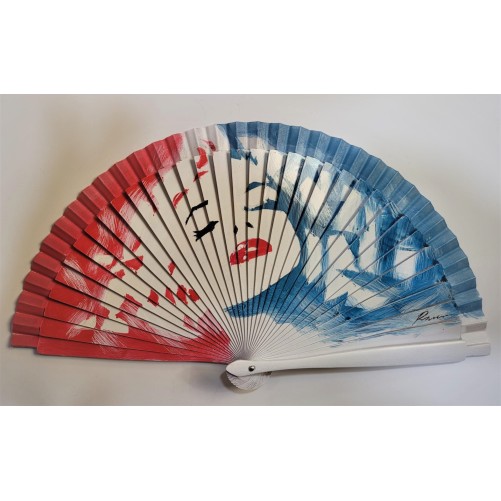Abanico de madera pintado 21CM