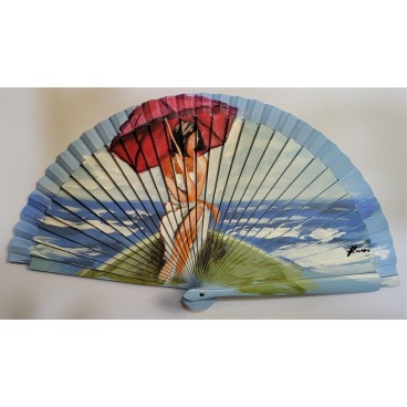 Abanico de madera pintado 21CM