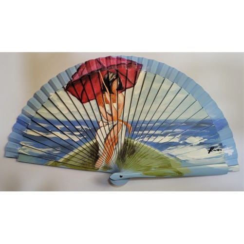 Abanico de madera pintado 21CM