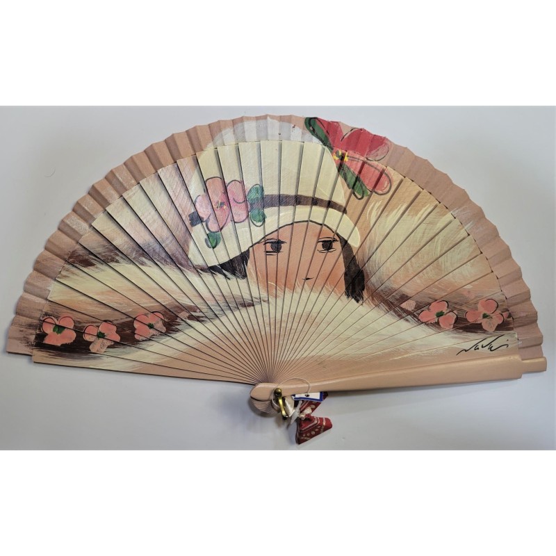 Abanico de madera pintado 21CM Abanico de madera pintado 21CM