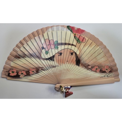Abanico de madera pintado 21CM