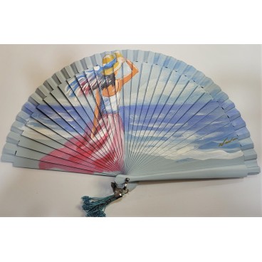 Abanico de madera pintado 21CM
