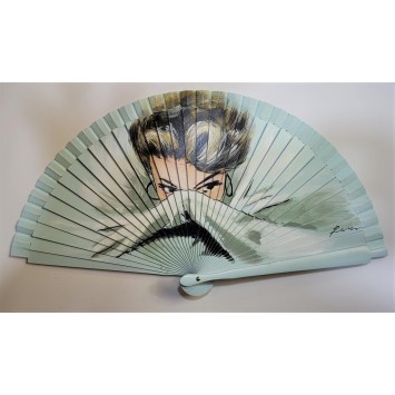 Abanico de madera pintado 21CM