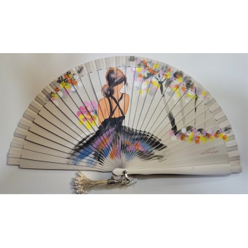 Abanico de madera pintado 21CM